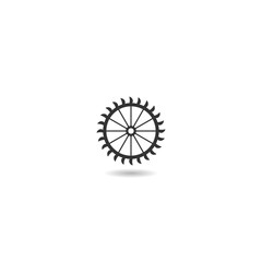 Water mill logo icon with shadow