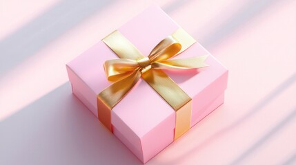 Obraz premium Elegant Pink Gift Box with Gold Ribbon