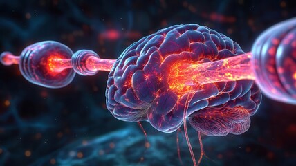 Obraz premium Brain structure, lobes, neurons, glowing neural connections, 3D illustration