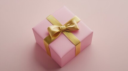 Fototapeta premium Elegant Pink Gift Box with Gold Ribbon
