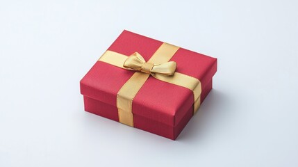 Fototapeta premium Elegant Red Gift Box with Gold Ribbon