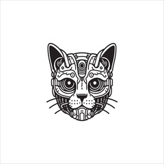 Cyberpunk cat head drawing artwork handmade illustration