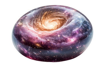 A stunning cosmic swirl of colors resembling a galaxy, ideal for imaginative designs, isolated on a white background.