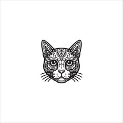 Cyberpunk cat head drawing artwork handmade illustration