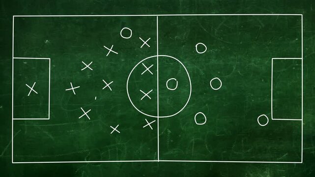 Soccer strategy animation over chalkboard. Whiteboard Soccer	
