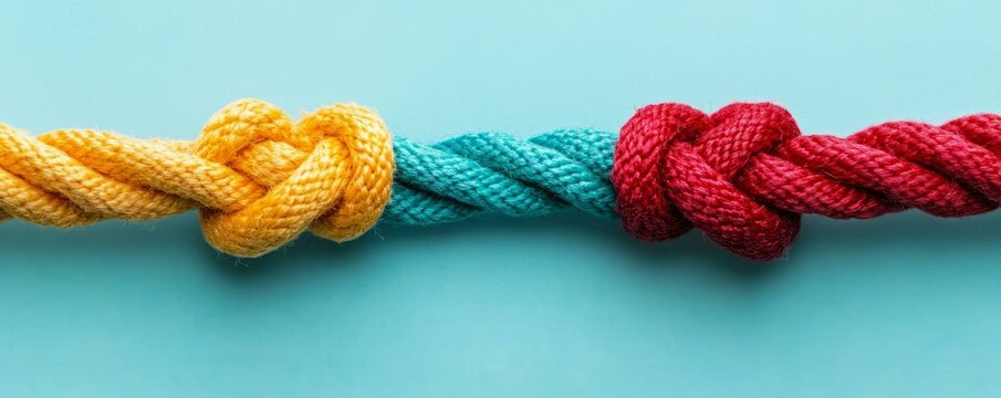 Creative depiction of inbound vs outbound marketing represented by a colorful intertwined knot