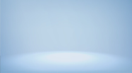 Blue studio room. Limbo light background. Abstract 3d backdrop for product presentation. Minimal wall scene. Showcase, promotion display. Vector stage mockup illustration