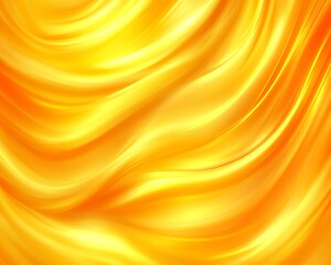Abstract composition features flowing curves and radiant shades of yellow
