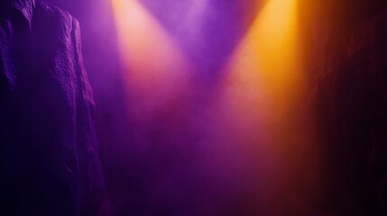Obraz premium Mystic Cave: Purple and Orange Light Beams