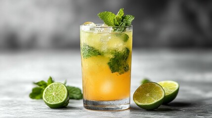 Fototapeta premium Mojito with Lime in a Glass 