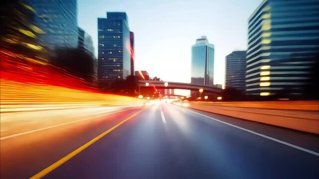 Point of View Driving City Route High Speed On The Night or sunset evening City Road Fast Car Road Trip Travel Concept Sort of Dashcam POV