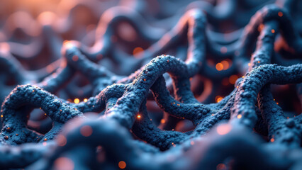 High-resolution microscopic view of molecular structure within cells.