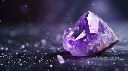 Obraz premium a purple crystal on a black surface