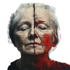 Woman with Red Face Isolated on Transparent Background