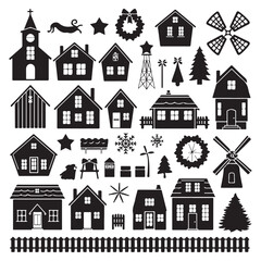 houses icons set