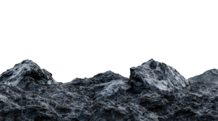 Dark rocky mountains emerging from transparent background