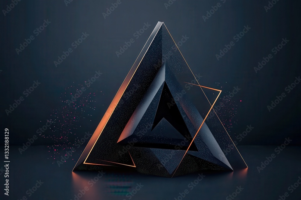 Wall mural glowing triangles creating modern abstract design with particles