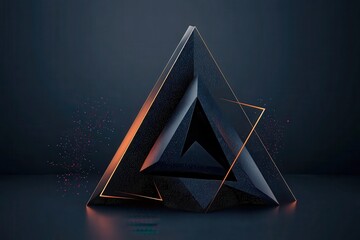 Glowing triangles creating modern abstract design with particles