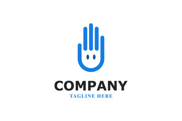 Fototapeta premium hand and smile face logo design