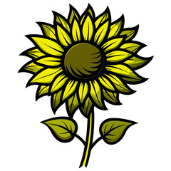 Fototapeta premium colorful sun flower silhouette yellow isolated vector with white background. 