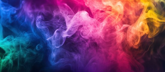 Obraz premium A Bitcoin with rainbow-colored smoke in the background