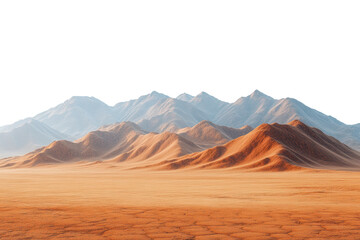 Fototapeta premium Stunning mountain range with vibrant hues of orange and blue under a clear sky, showcasing the beauty of nature's contours and textures.