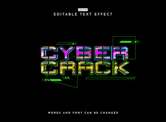 cyber attack colorful modern retro futuristic chrome text effect with panel hud