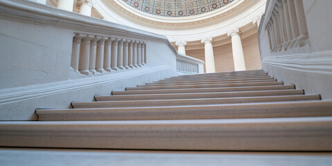 Stone Staircase with Balustrade and Domed Ceiling
