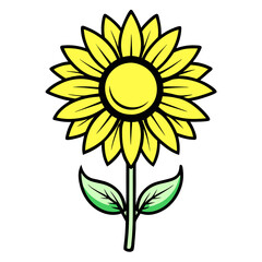 colorful sun flower silhouette yellow  isolated vector with white background.
