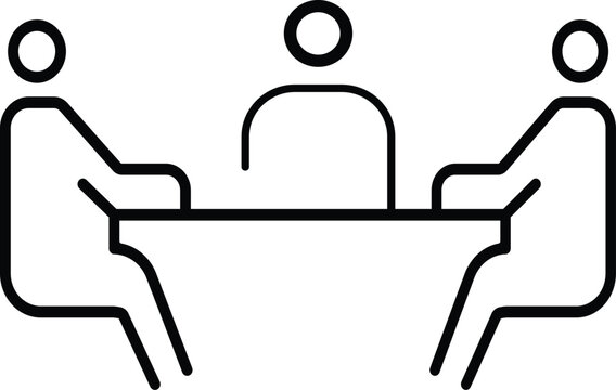 recommend clip art: silhouette of a man sitting on a chair icon. meeting table icon.
