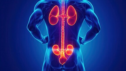 Back pain, kidney stones, inflammation and disease, man suffering from backache at home, health problems concept
