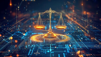 Digital Scales Symbolizing Justice