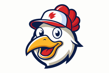 funny chicken head with cap logo vector