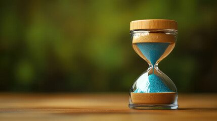 Time management techniques and the symbolism of hourglass nature background still life photography close-up shot concept of time