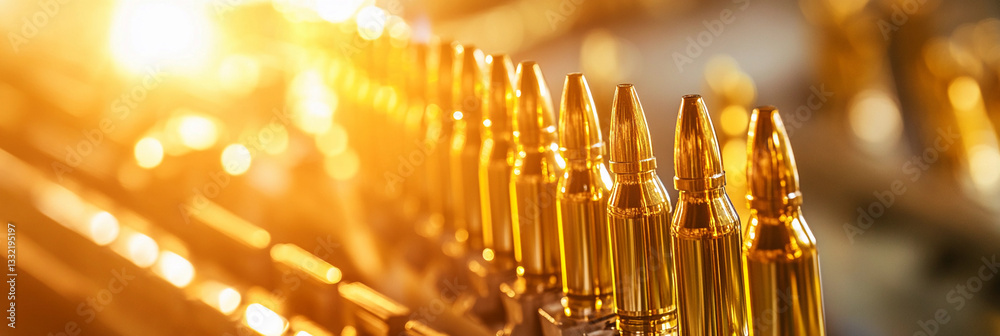 Aufkleber Bullets arranged on an assembly line in a factory setting Generative AI