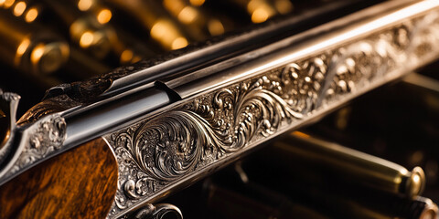 Detailed craftsmanship of ornate weapon components displayed Generative AI