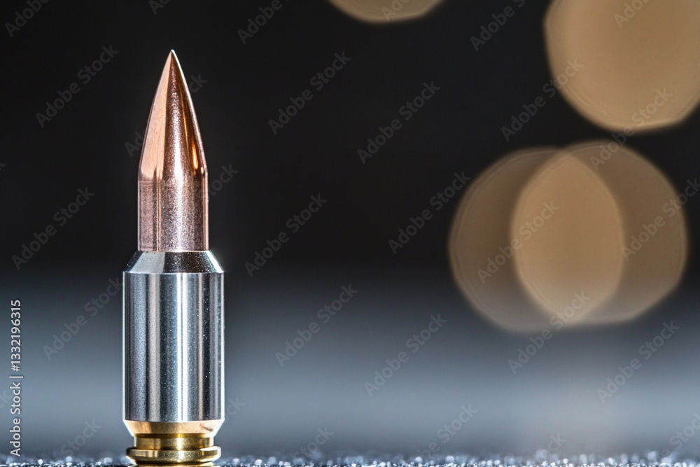 Poster Close-up view of a bullet highlighting its design features Generative AI