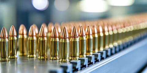 Rounds are lined up for production in a manufacturing facility Generative AI