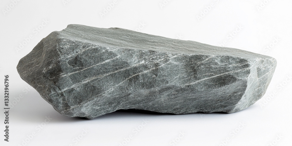 Poster Large angular gray rock with distinctive texture and shape Generative AI