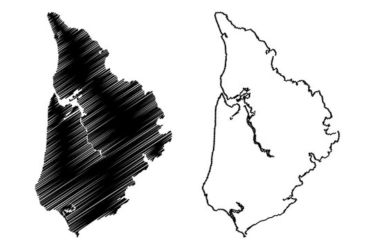 Trangan island (Republic of Indonesia, South East Asia, Aru Islands Regency) map vector illustration, scribble sketch Trangan map