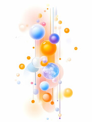 Abstract colorful spheres and streaks on white background