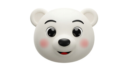 Fototapeta premium Cartoonish Bear Face Isolated with Smiling Expression on White Background