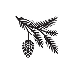Obraz premium Vintage Pine Cone with Leaf Branch Logo design.
