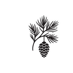 Obraz premium Vintage Pine Cone with Leaf Branch Logo design.