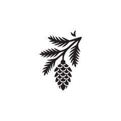 Vintage Pine Cone with Leaf Branch Logo design.