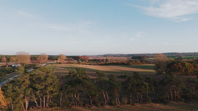 Scenic Countryside Sunset in Kivik, &Ouml;sterlen Sweden, Sk&aring;ne, Field, Road