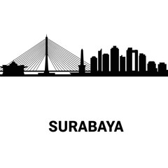Fototapeta premium Surabaya Skyline Silhouette - Vector Illustration