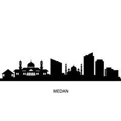 Obraz premium Medan Skyline Silhouette - Vector Illustration