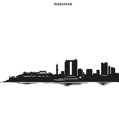 Makassar Skyline Silhouette - Vector Illustration