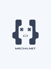 Flat robot character. boxing robot logo.